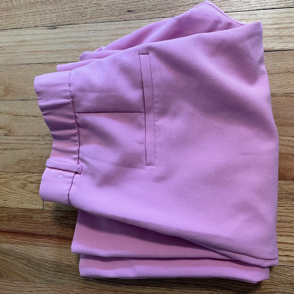 Pink High-Waist Pleated Wide-Leg Pants - Picture 4 of 4